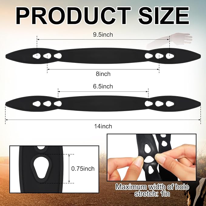 Gemscream 8 Pcs Rubber Straps for Knee Pads Black Replacement Straps for Knee Pads Heavy Duty Elastic Bands for Work Gardening Construction Sports