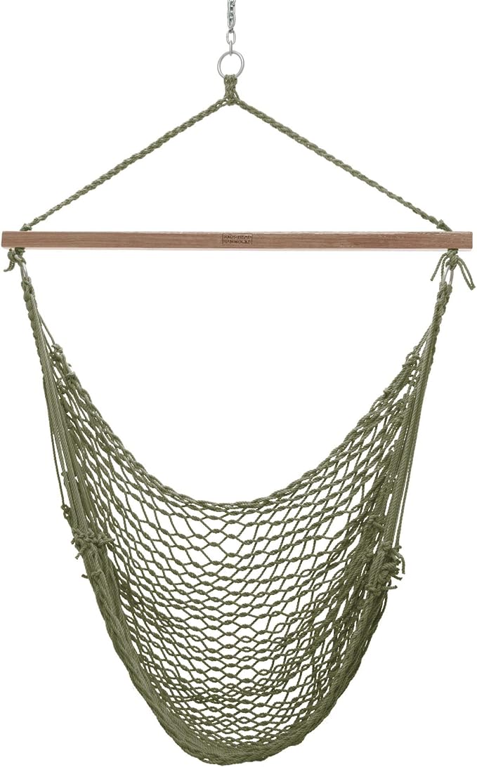 Nags Head Hammocks Meadow DuraCord Rope Sling Shot Swing – 42 in. W x 65 in. H, 250 lb Capacity, Cumaru Spreader Bar, Indoor & Outdoor Use, Free Hanging Hardware, Handcrafted in The USA