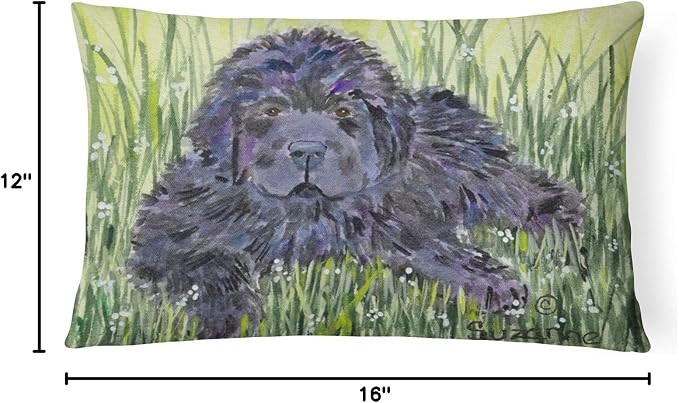 Caroline's Treasures SS8872PW1216 Newfoundland Canvas Fabric Decorative Pillow Machine Washable, Indoor Outdoor Decorative Pillow for Couch, Bed or Patio, 12HX16W