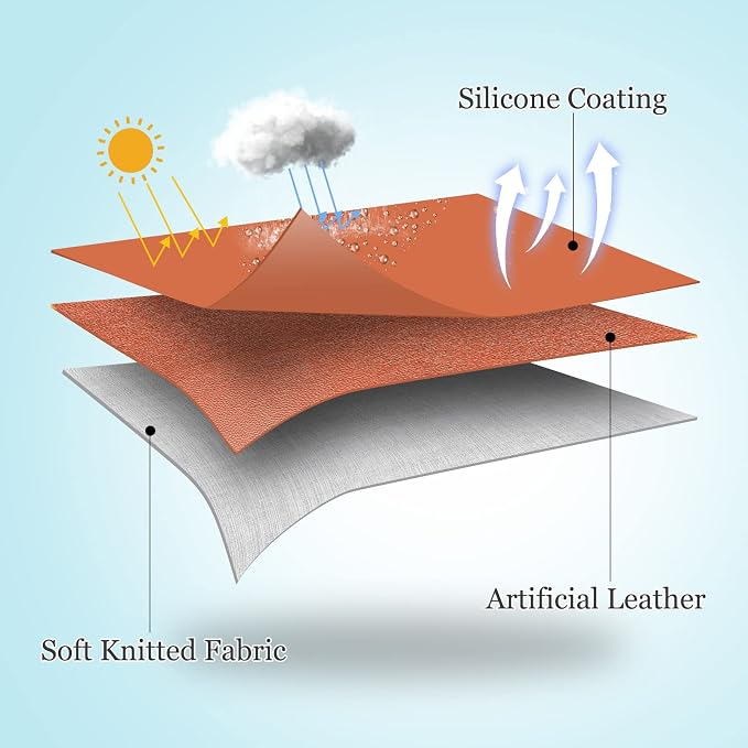 2 Pcs Waterproof Lumbar Pillow Covers 12x20 Inches of Silicone Leather Anti-Fading Rectangle Pillowcases Soft Durable for Outdoor Decoration Garden Terrace Canopy Balcony Sofa, Brown