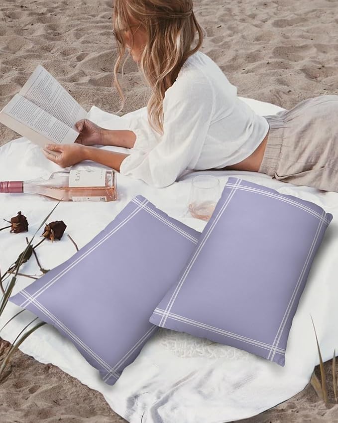 Outdoor Waterproof Throw Pillows Light Purple Solid Color Patio Pillows,Decorative Pillow Covers with Insert,Pillow Cushion Case for Garden Couch Sofa Minimalist Style