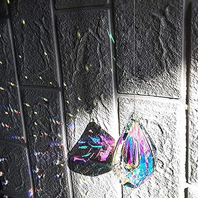12pcs Suncatcher Crystal 50mm AB Loquat Shape Chandelier Parts Drops Prisms | Rainbow Maker,Hanging Crystal Sun Catchers,Colorful Glass Ornaments For Christmas Tree,Glass Beads For Suncatcher