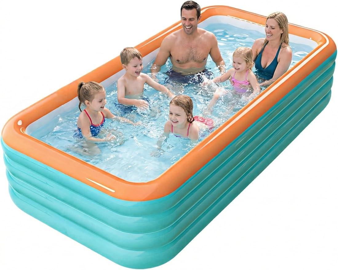 120" 4-Layer Thickened Inflatable Pool for Kids & Adults,Orange | 120",4-Layer,0.32mm Thickened PVC,16Lbs,Swimming Pool for Family, pets,Backyard,Outdoor Summer