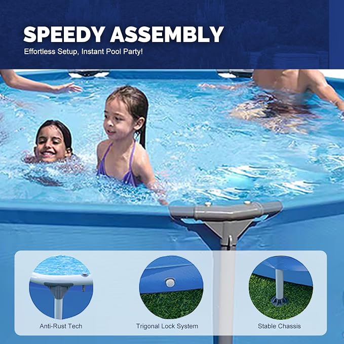 DIMAR GARDEN 12ft x 30in Above Ground Swimming Pool,Outdoor Steel Frame Round Swimming Pool,Easy Set Pool