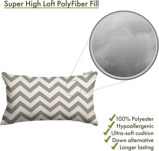 Majestic Home Goods Gray Chevron Indoor / Outdoor Small Throw Pillow 20" L x 5" W x 12" H