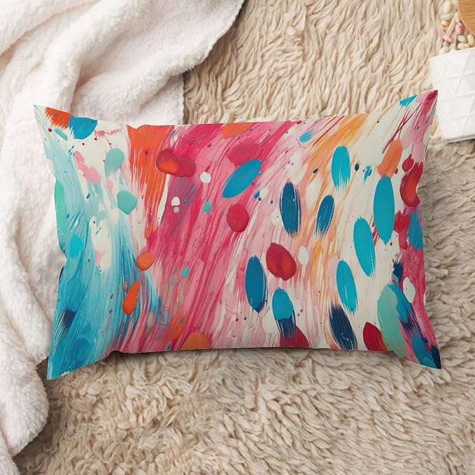 Make It Rain Fiesta Lumbar Pillowcases Rainbow Colorful Pillow Case 16x24in Farmhouse Accent Outdoor Garden Decoration for for Sofa Couch Chair Bedroom