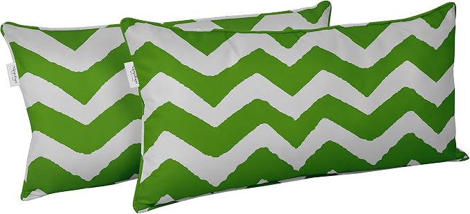 Indoor/Outdoor Polyester Fabric Lumbar Pillow Cover, All-Weather Waterproof Rectangular Cushion Case for Patio Furniture, 16 x 24 Set of 2 - Chevron-33