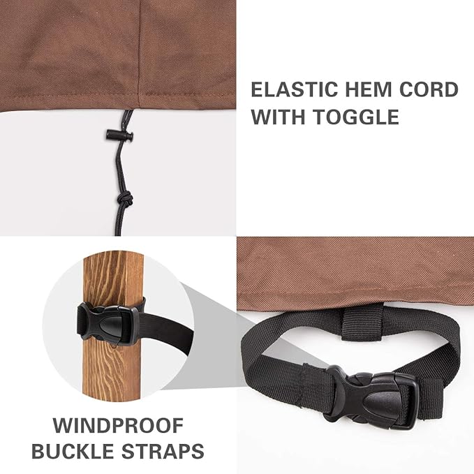 Vailge High Back Patio Chair Cover ,Waterproof Outdoor Chair Covers,600D Heavy Duty High-Back Chair Outdoor Patio Furniture Cover - (2 Pack - 35" L x 28W x 35" H , Beige & Brown)