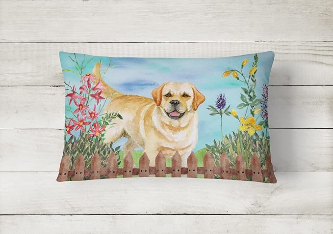 Caroline's Treasures CK1226PW1216 Golden Retriever Spring Canvas Fabric Decorative Pillow Machine Washable, Indoor Outdoor Decorative Pillow for Couch, Bed or Patio, 12HX16W