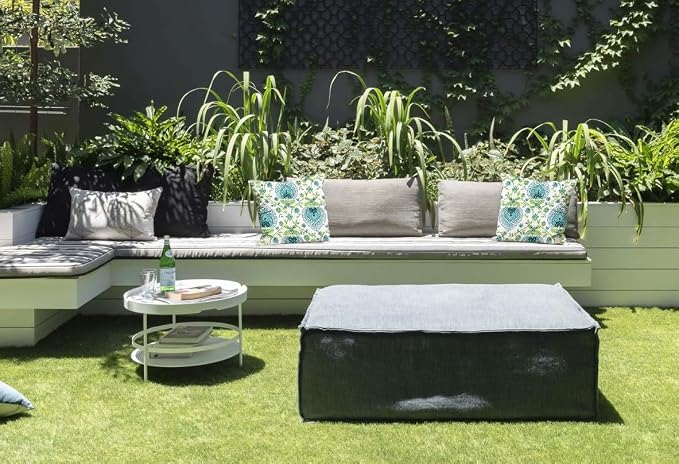 Outdoor Waterproof Decorative Throw Pillow Cover for Patio Furniture, 18x18 Inch Fade Resistant Patio Garden Cushion Cover for Couch Bed Sofa, Floral Blue