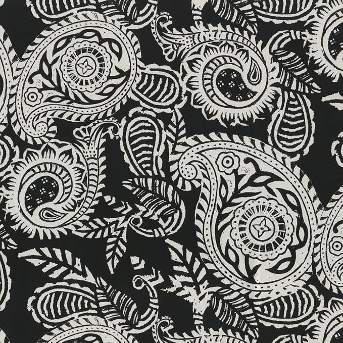 Pillow Perfect Paisley Indoor/Outdoor Accent Throw Pillow, Plush Fill, Weather, and Fade Resistant, Throw - 16.5" x 16.5", Black/Ivory Addie, 2 Count