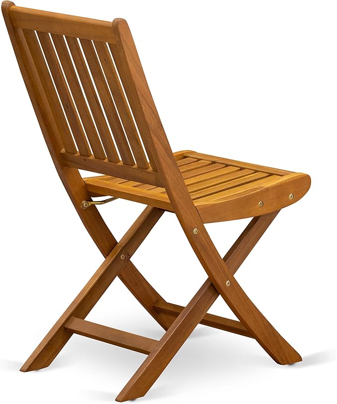 East West Furniture BSDK5CWNA 5 Piece Patio Dining Set Includes an Oval Outdoor Acacia Wood Table and 4 Folding Side Chairs, 36x79 Inch, Natural Oil