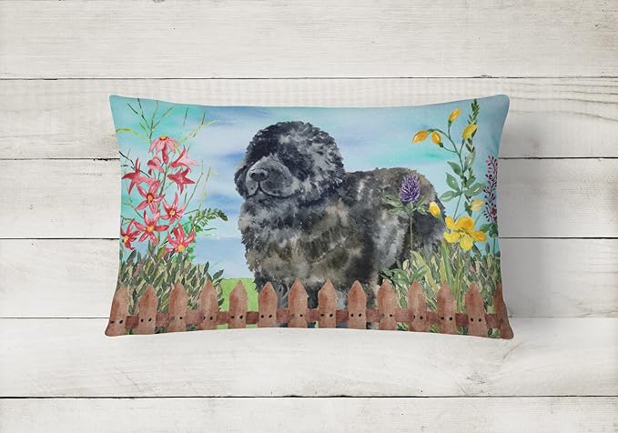 Caroline's Treasures CK1233PW1216 Newfoundland Spring Canvas Fabric Decorative Pillow Machine Washable, Indoor Outdoor Decorative Pillow for Couch, Bed or Patio, 12HX16W