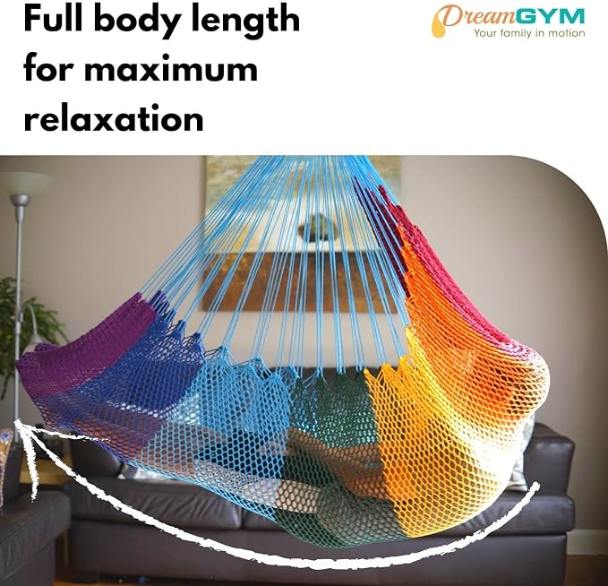 DreamGYM Hammock Swing Chair - Therapy Swing - Sensory Swing for Adults and Children - Rainbow