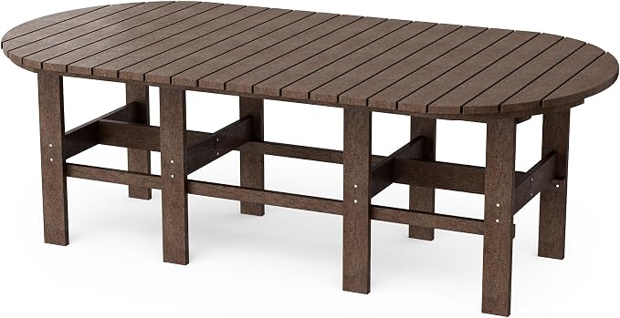 Wildridge Classic 7-Piece 44"x84" Dining Set, Tudor Brown - Outdoor Weather Resistant Recycled Plastic Furniture for Patio