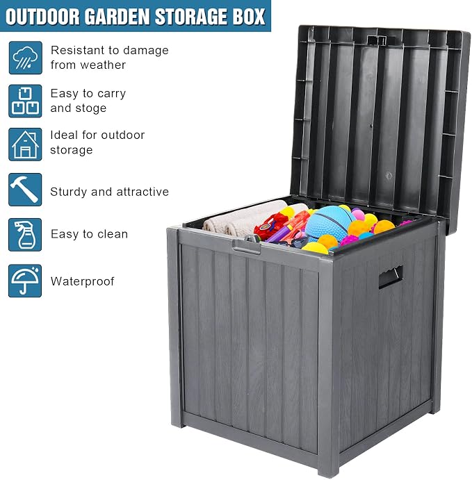 51 Gallon 195L Deck Box-Organization and Storage for Patio Furniture Outdoor Garden Tools Outdoor Storage Outdoor Storage Box for Patio Furniture, Patio Cushions, Gardening Tools, Pool Supplies Grey