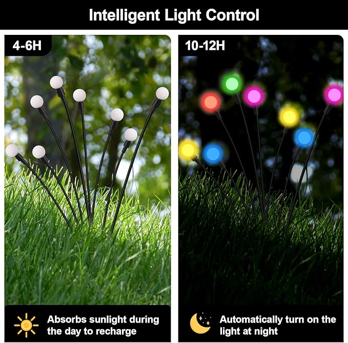 Swaying Solar Lights for Outside, 8 Mode RGB Color Changing Firefly Outdoor Waterproof, Swaying Solar Garden Lights Stakes for Christmas Holiday Yard Patio Garden Decor 8 Pack(Multicolor)