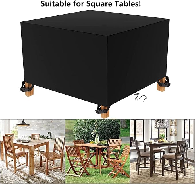 Outdoor Patio Furniture Covers Waterproof 600D Square Outdoor Table and Chair Set Cover Wind Dust Proof Anti-UV Durable Patio Sectional Couch Cover 100" L x 100" W x 32" H / 250x250x80cm