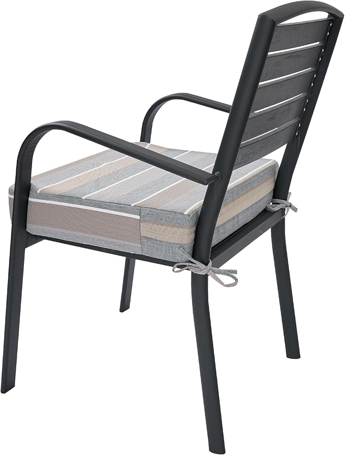 FUNHOME Outdoor Patio Cushion Covers 22 x 20 x 4 Inch, No Insert! 2 Pack Water Repellent Outdoor Chair Cushion Covers with Zipper and Tie, Patio Cushion Slipcovers Replacement Cover Only(Grey Stripe)