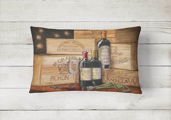 Caroline's Treasures TMTR0254PW1216 Wine Gran Vin by Malenda Trick Canvas Fabric Decorative Pillow Machine Washable, Indoor Outdoor Decorative Pillow for Couch, Bed or Patio, 12HX16W