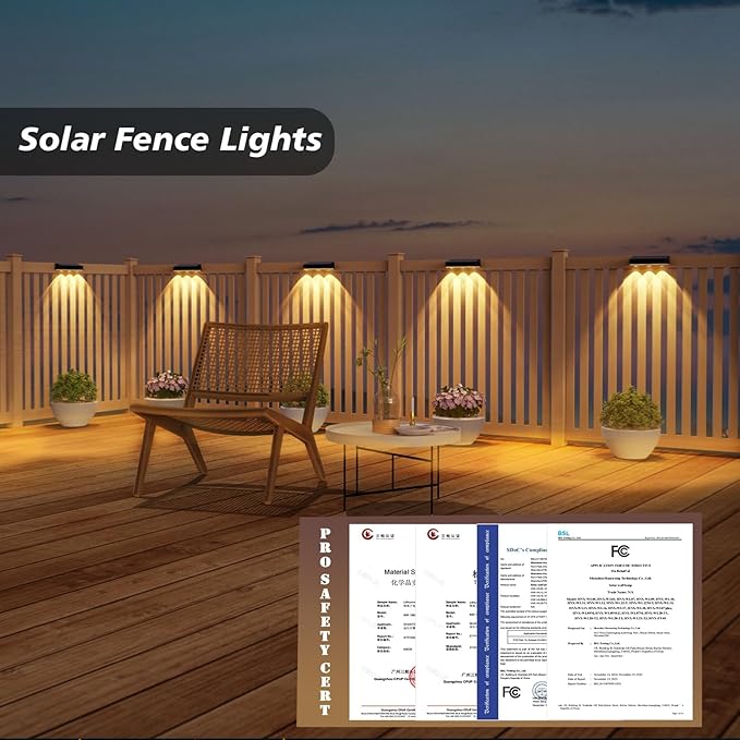Solar Fence Lights Outdoor Waterproof，12pack High Brightness LED Spot Lens Deck Lights 10 Mode & RGB Solar Powered Wall Lighting Decor for Outside Wall, Deck, Patio, Yard, (Black-3lens, 12 pack)