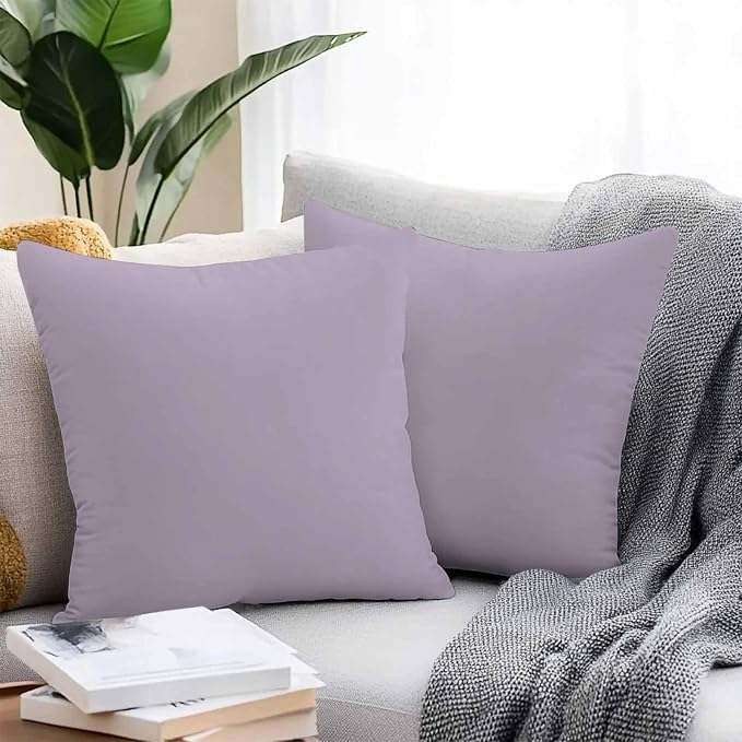 Throw Pillow Covers 20x20 Inch Set of 2, Purple Solid Color Waterproof Outdoor Pillow Covers, Aesthetics Contemporary Luxury Decorative Cushion Pillowcases for Couch, Sofa, Bed, Garden, Patio