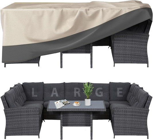 Extra Large Patio Furniture Covers Waterproof Heavy Duty, 180"x96"x28" Large Outdoor Dining Table and Chair Covers, Anti-UV, General Purpose Outside Sectional Sofa Set Cover