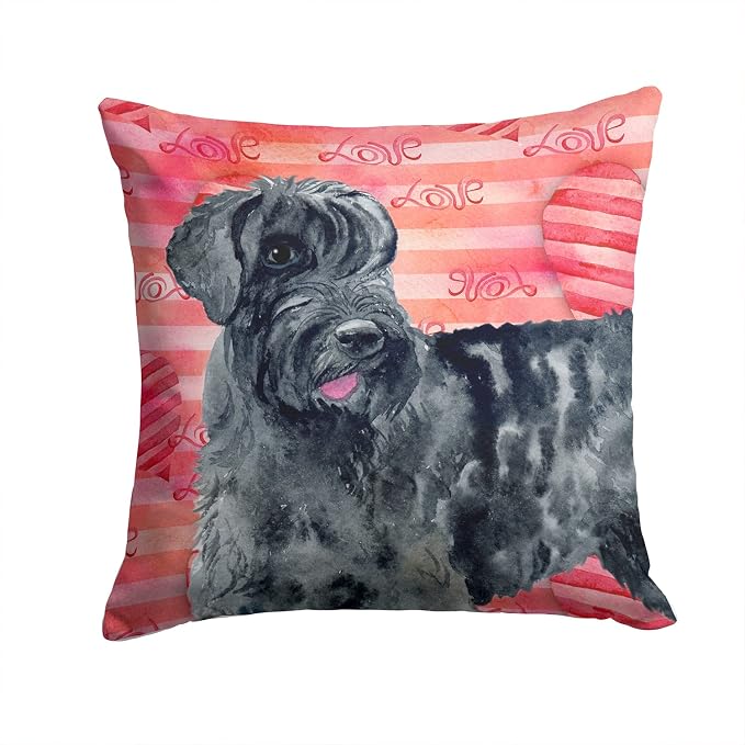 Caroline's Treasures BB9747PW1414 Giant Schnauzer Love Fabric Decorative Pillow, Red Machine Washable, Indoor Outdoor Decorative Pillow for Couch, Bed or Patio, 14Hx14W