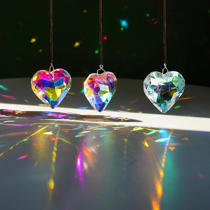6pcs 50mm Crystal Heart Prism Suncatcher Window Sun Catchers Crystals | Hanging Decorations Rainbow Maker Pendant Glass Ornaments For Christmas Tree Valentine’s Day Birthday Gift For Women Mom