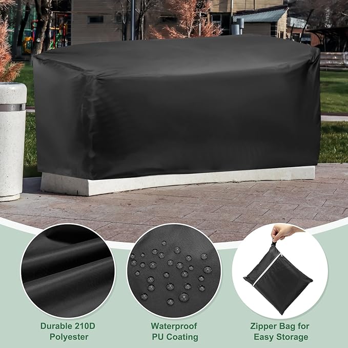 PATIKIL Outdoor Bench Cover, 210D Oxford Heavy Duty Waterproof Patio Furniture Covers for Garden Sofa Chair Table Zero Gravity, 53"L x 26"W x 35"T, Black