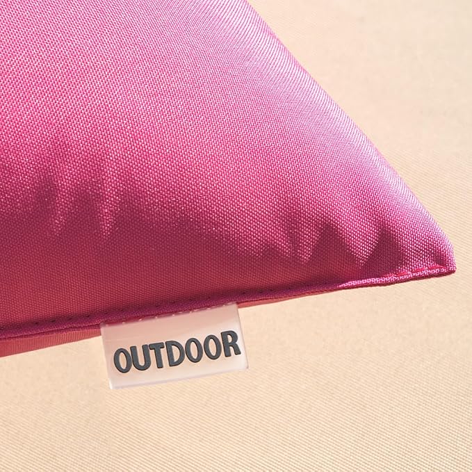 MIULEE Decorative Outdoor Waterproof Pillow Covers 20x20 Hot Pink | Decorative Patio Furniture,Pack of 2,Accent Square Soild Throw Pillow Covers,Summer Garden Tent Couch Sofa