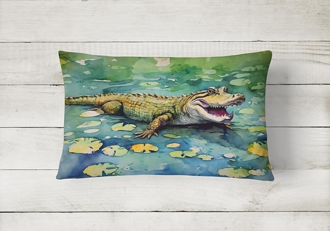 Caroline's Treasures DAC2866PW1216 Alligator Throw Pillow Machine Washable, Indoor Outdoor Decorative Pillow for Couch, Bed or Patio, 12HX16W