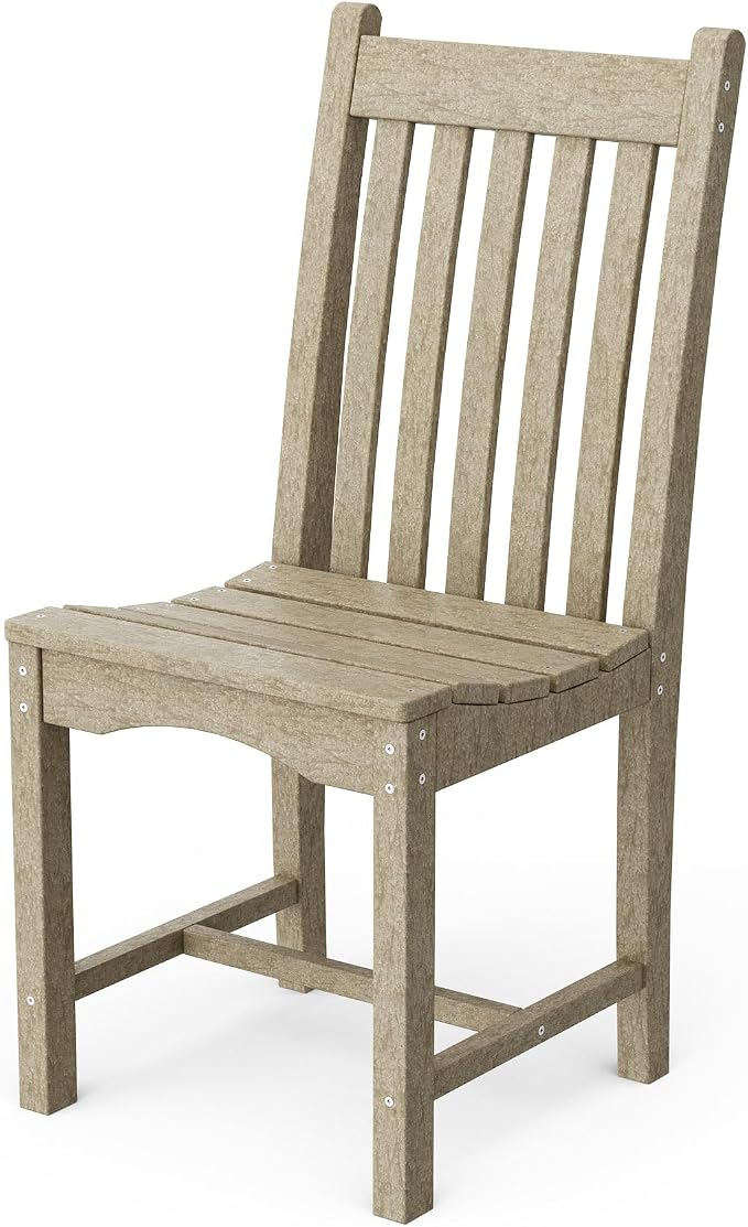 Wildridge Classic 7-Piece 44"x84" Dining Set, Weathered Wood - Outdoor Weather Resistant Recycled Plastic Furniture for Patio