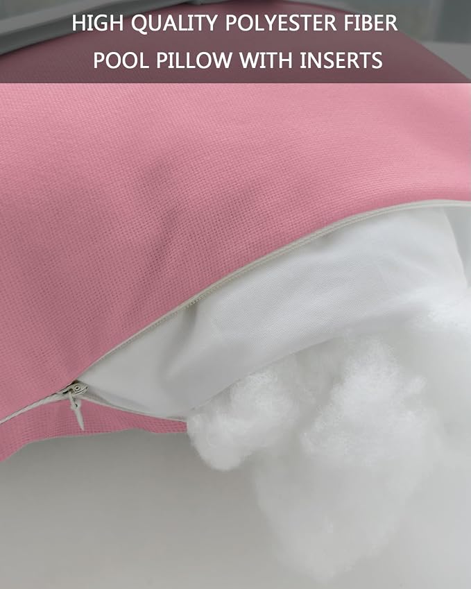 Outdoor Pillows Covers with Inserts Pure Pink Solid Color for Girls Waterproof Recliner Pillow with Adjustable Strap Throw Pillows for Patio Furniture Pool Lounge Chair, 11x16 inch, 1PCS