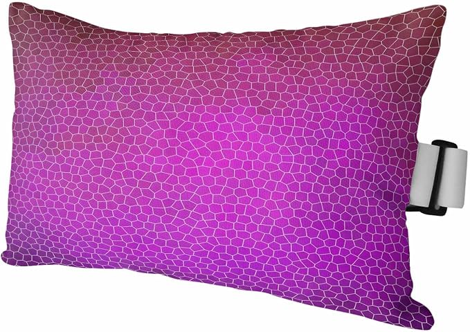 Chaise Lounge Headrest Pillow 1 Pack, Purple Red Ombre Waterproof Chair Pillows with Insert & Adjustable Elastic Strap for Beach Pool Recliner, Geometric Stained Glass Outdoor Patio Pillow