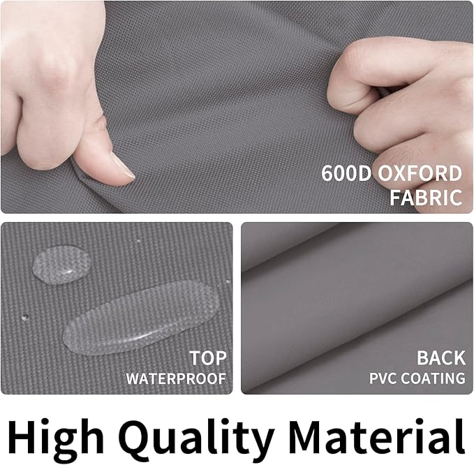 Easy-Going 600D Heavy Duty Patio Furniture Cover for Outdoor Rectangular Table, Chair Set, Sectional Set (74"L x 47"W x 28"H, Grey)