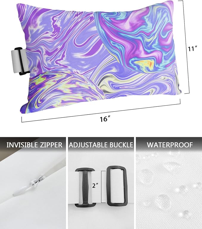 Outdoor Pillows Covers with Inserts Modern Abstract Art Crack Line Fluid Watercolor Waterproof Pillow with Adjustable Strap Throw Pillows for Patio Furniture Recliner Lounge Chair, 11x16 inch, 1PCS
