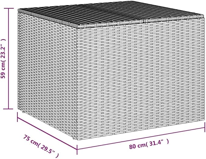 77 Gallon Garden Storage Box, Large Outdoor Deck Bin for Patio Furniture Cushions, Weather-Resistant Poly Rattan Container with Steel Frame, Mix Beige