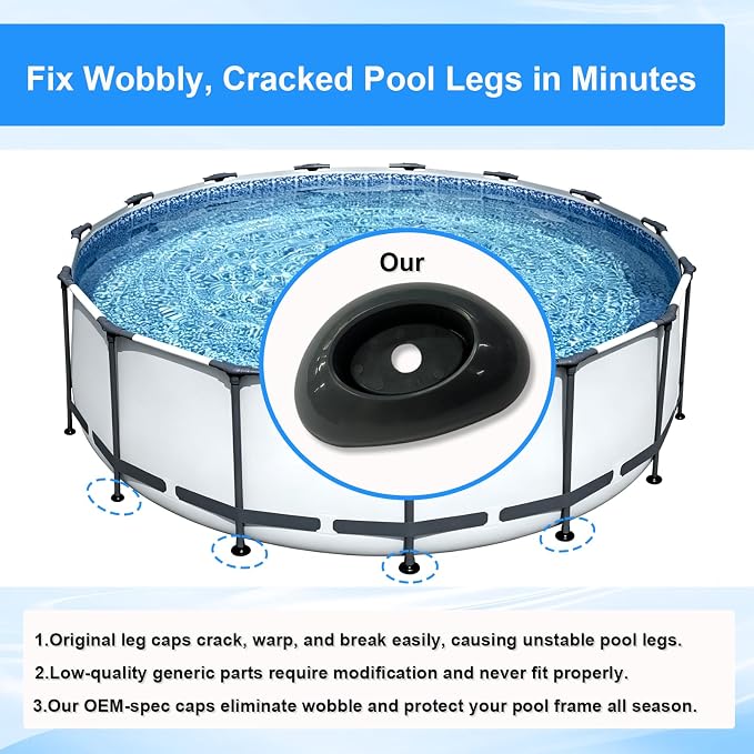 2 Pcs Footing Leg Cap Above-Ground Pool Replacement for Bestway Steel Pro MAX & Power Steel 16Ft /18Ft x 48In Frame Pool, Bestway P61802 Footing Leg Cap Grey
