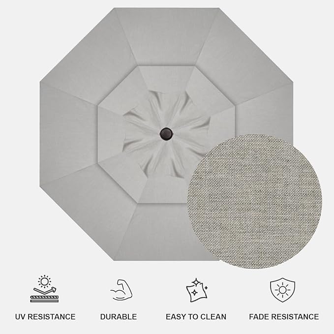 Treasure Garden AKZ PLUS Cantilever Umbrella 13' Octagonal Sunbrella Cast Silver Canopy and Black Frame with Rolling Base