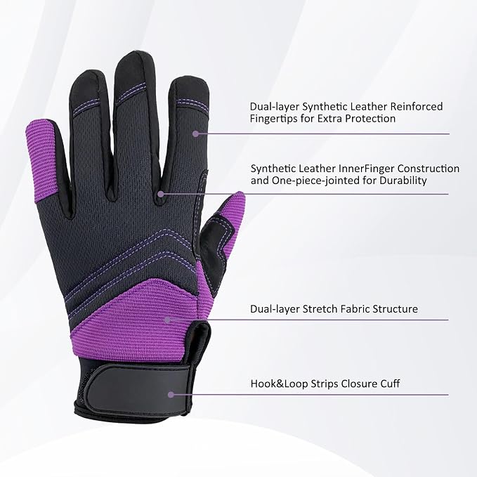 Synthetic Leather Spandex Mechanic Thorn Proof & Puncture Resistant Working Gloves with Touchscreen Support for Safety Work and Gardening