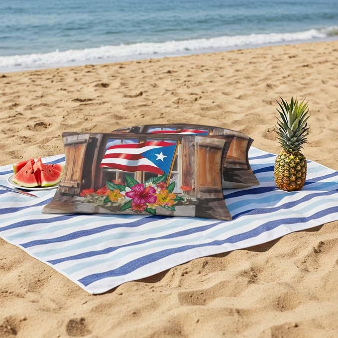 Puerto Rico Flag Outdoor Pillow Covers 20x12 Inch Lumbar Pillow Covers Set of 2 Waterproof Decorative Throw Pillow Cases Farmhouse Retro Flowers American Flags Cushion Covers for Patio Furniture