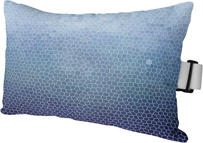 Chaise Lounge Headrest Pillow 1 Pack, Indigo Blue Ombre Waterproof Chair Pillows with Insert & Adjustable Elastic Strap for Beach Pool Recliner, Geometric Stained Glass Outdoor Patio Pillow