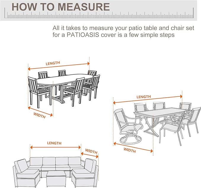Patio Covers for Outdoor Furniture Waterproof Heavy Duty 600D Large Rectangle Table Cover 127''L x 84''W x 32''H