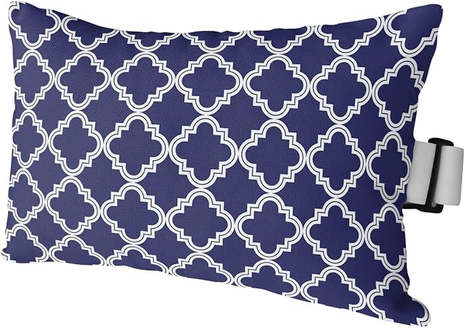 Outdoor Pillows Covers with Inserts Navy Blue Moroccan Pattern Geometric Waterproof Recliner Pillow with Adjustable Strap Throw Pillows for Patio Furniture Pool Lounge Chair, 11x16 inch, 1PCS