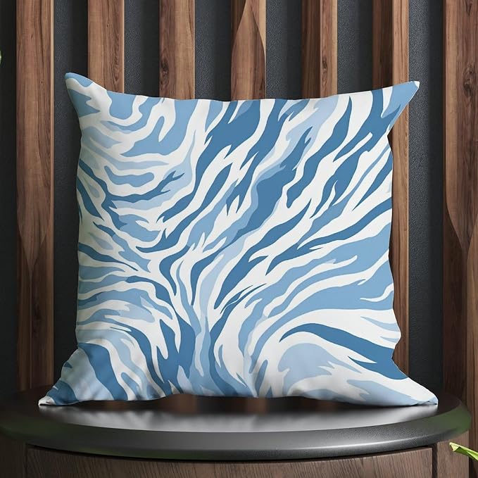 Blue Tiger Print Pillowcase Animal Tiger Print Throw Pillow Cover Modern Outdoor Garden Decoration for Couch Tent Park 20x20 in
