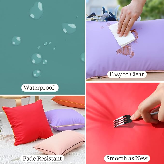 Silicone Waterproof Lumbar Pillow Covers 12x20 Inch for Summer Outdoor Fadeproof Rectangle Decorative Pillowcase for Garden Patio Tent Balcony Bench Sofa, Dark Green