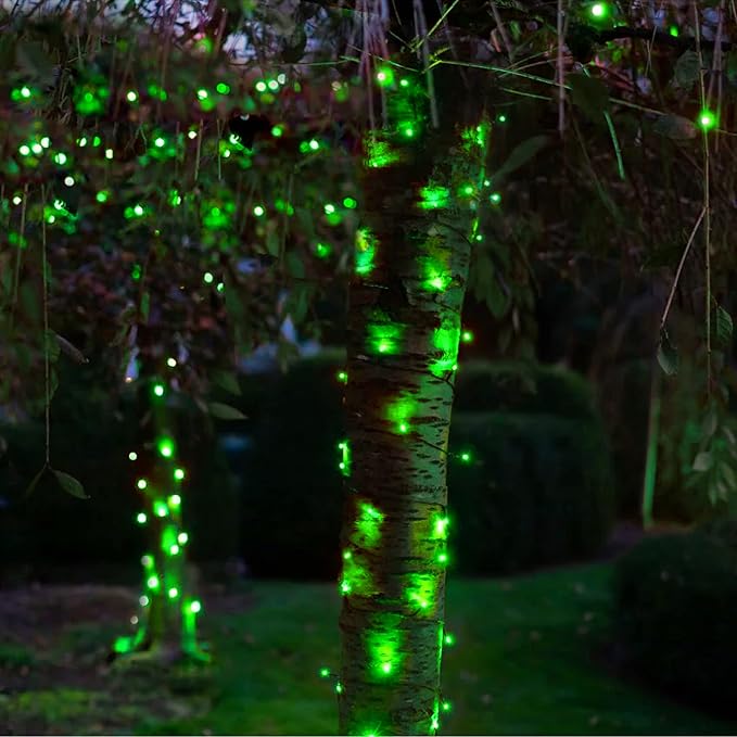 DAZZLE BRIGHT Christmas 300 LED String Lights, 100FT Connectable String Lights with 8 Lighting Modes, Xmas Vintage Decorations for Indoor Outdoor Party Supplies Yard Garden Decor (Green)