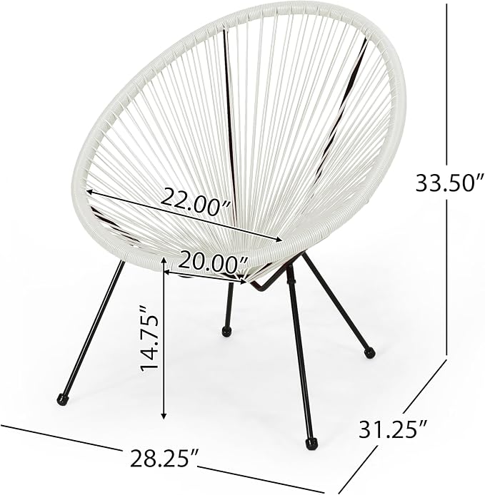 Christopher Knight Home Outdoor Hammock Weave Chair with Steel Frame (Set of 4) - White and Black Finish