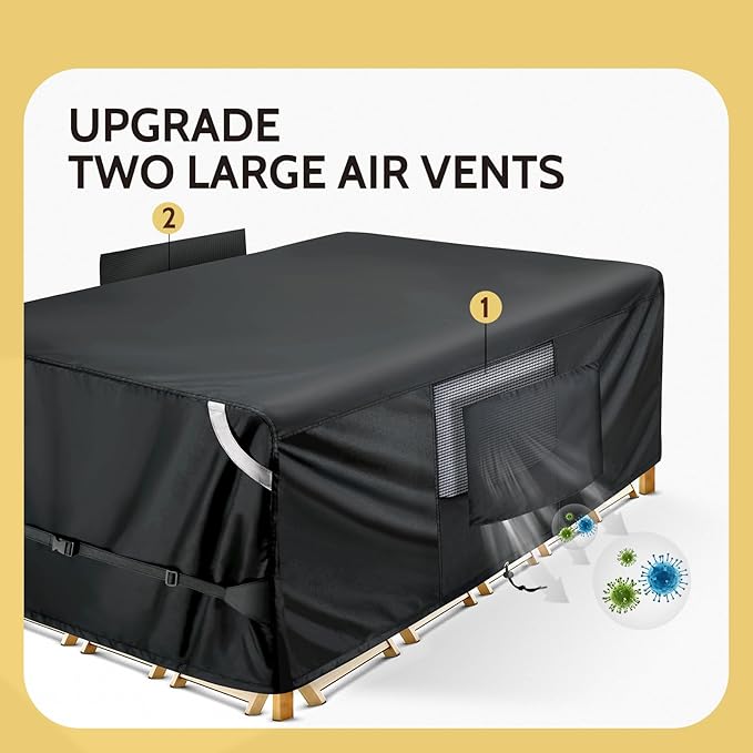 COSLFY Waterproof Patio Furniture Covers for Table, Heavy-Duty 600D Oxford Outdoor Dining Set Cover with Drawstring, UV-Resistant All-Weather Protection, Fits 48L x 28W x 13H Inch(Black)